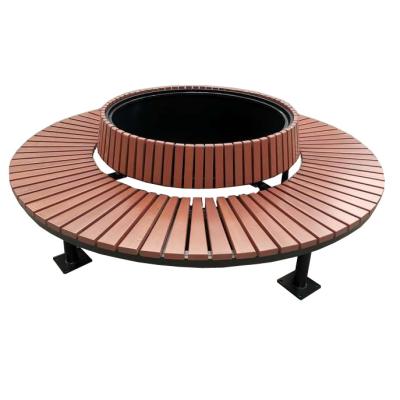 China Contemporary Steel Wood Outdoor Round Bench for sale