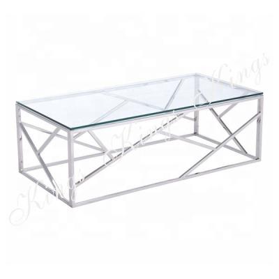 China Modern Modern Stainless Steel Living Room Events Wedding Glass Coffee Table for sale