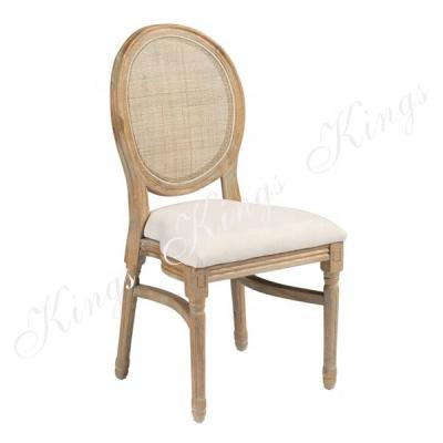 China Events Stackable Mesh Rattan Back Wooden Wedding Louis Dining Chair for sale