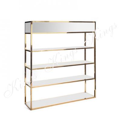 China Essex Eco-Friendly Essex Acrylic Bar Back Wedding Event Rentals Gold Stainless Steel Shelf Back Bar for sale