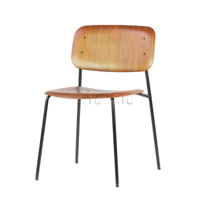 China Walnut Color Metal Contemporary Wooden Dining Chair for sale