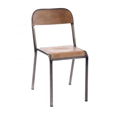 China Industrial stackable steel and vintage cafe and wooden restaurant chair for sale