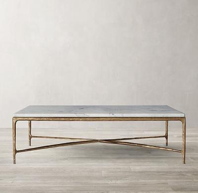 China Mid century vintage metal and industrial marble coffee table for sale