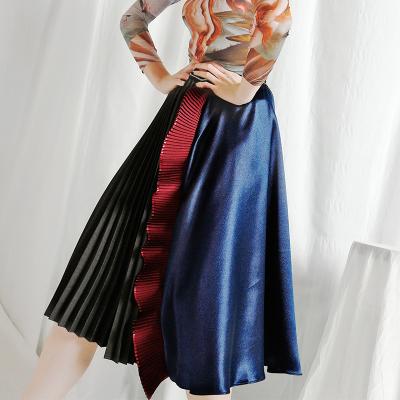 China 2021 Plus Size New Arrivals Women's Plus Size Clothing Spring And Summer Retro Ruffles Stitching Contrast Pleated Skirt for sale