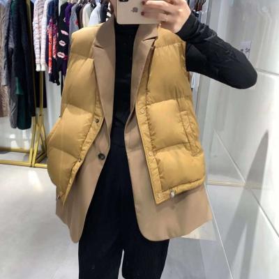 China 2020 viable wholesale viable autumn and winter temperament women's casual commuter fashion stitching suit elegant style down jacket vest for sale