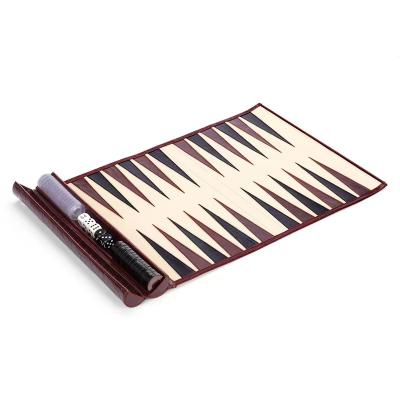 China Eco-Freindly backgammon is in 2022 the most popular custom luxury quality genuine leather backgammon roll up portable travel backgammon set for sale