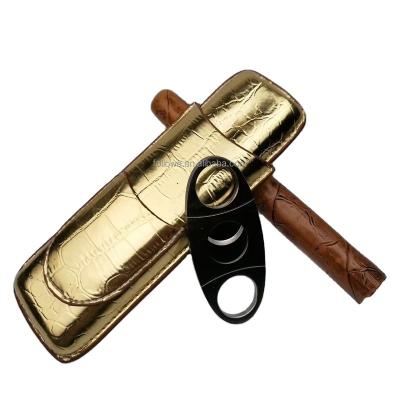 China Luxury Custom Leather Portable Cigar Case Travel Cigar Holder For Men Leather Cigar Tube for sale