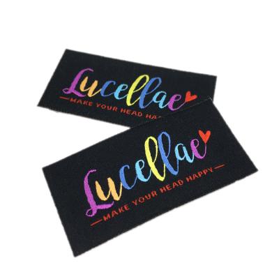 China Sustainable Custom Colorful Brand Logo Self Adhesive Woven Apparel Label Manufacturer Label for sale