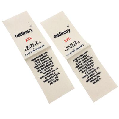 China Washable Garment Labels Custom Cotton Label Screen Printed Logo Tags For Clothes for sale