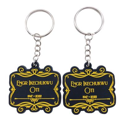 China 2D PVC Key Chain Custom 3D Embossed Logo Soft Plastic Black Rubber Key Chain Keychain for sale