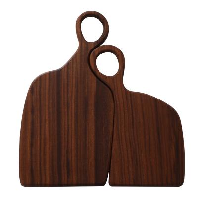 China Viable Good Design Natural Black Walnut With Handle Wooden Fruit Bread Cheese Bread Chopping Chopping Cutting Board For Home for sale