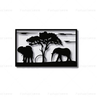 China Eco-friendly Metal Wall Walk Family Elephant Art Home Decor Savanna Elephant Metal Decoration Homewarming Gift for sale