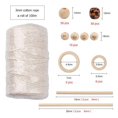 China Eco-Friendly Amazon DIY Macrame Supplies Best For Macrame Plant Hanger Wall Hanging 3mm x 109yards Natural Cotton Macrame Rope Kit for sale