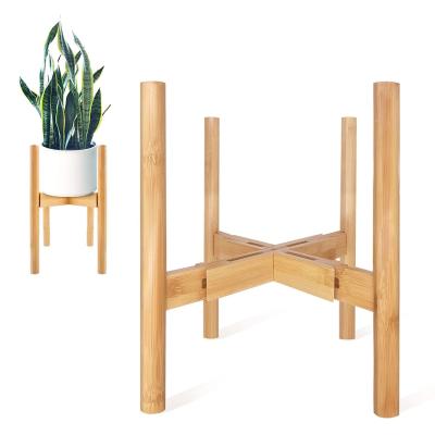 China Nordic Plant Potted Shelf Balcony Style Flower Pot Modern Hot Selling Bamboo Cross Rack For Garden Living Room Balcony Decor for sale