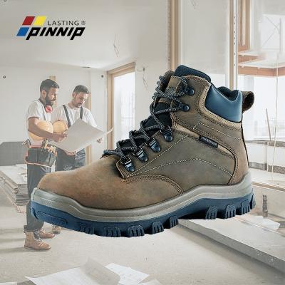 China Steel Toe PINNIP Steel Toe Boots Safety Boots Wholesale Dark Brown and Black Protective Shoes with Slip-resistant for sale