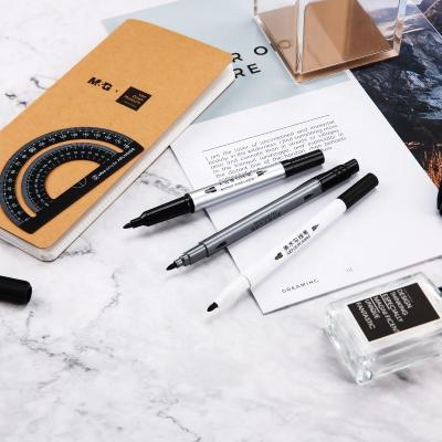 China M&G Pen Durable Double Nib Permanent Pens Quick Dry Linear Soft Writing Head For School Supplies for sale