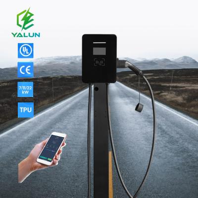 China IEC 62196 type2 7kw 11kw 22kw 16a 32a ac smart home or outdoor business app ocpp wifi charging station for electric vehicles wallbox ev charger for sale