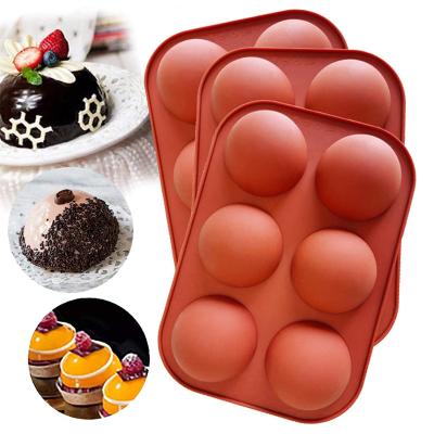 China Viable Cake Mold Silicone Semicircle 6 Chocolate Silicone Mold DIY Hemispherical Mousse Mold for sale