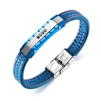 China Punk 2021 summer jewelry stainless steel bracelet wild blue punk men for sale