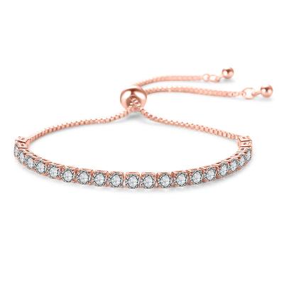 China 2021 Fashion Environmental Friendly Women 4mm Round Adjustable Rhinestone Tennis Bracelet for sale