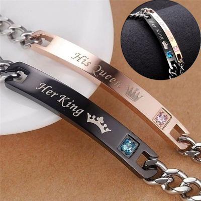 China Hot Selling Fashion Rose Gold Crown Couple Bracelets Valentine's Day Gift A Pairs for sale