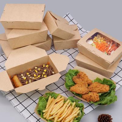 China Disposable Kraft Lunch Meal Food Boxes Disposable Storage To Go Packaging Leak Resistant Grease For Restaurant And Catering for sale