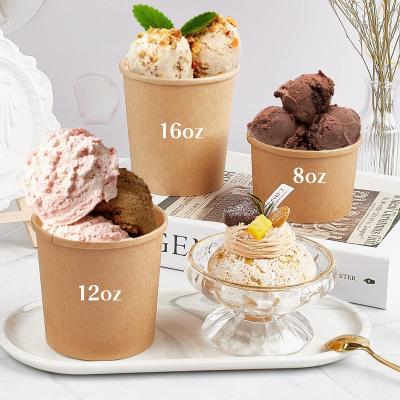 China Disposable Parfait Cups Disposable Ice Cream Paper Dessert Rolls Ice Cream Yogurt Bucket Soup Rolls Hot or Cold Food Treat Cups for Party for sale