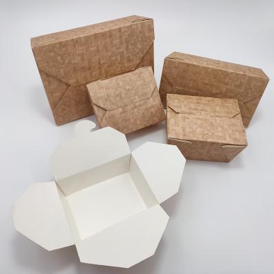 China Disposable take out fast food packaging paper boxes grain paper food packaging bamboo weave boxes for sale for sale