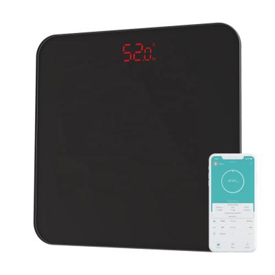 China Electronic Personal Body Weight Measure Black FCC Certificate 180 kg / 400 lb Digital Glass Weighing Bathroom Body Weight Scales for sale