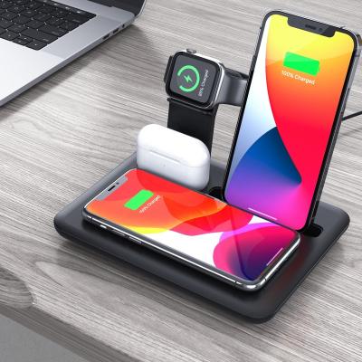 China Portable Qi Charger 3 Phone Earphone with 10w Best Selling Wireless Charging Stand 6 in 1 Charging Dock for sale