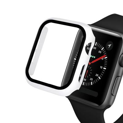 China Shockproof for iWatch Apple Watch Series 4 5 6 38/40/44 mm 360 Degree 9H Full Cover 2 in 1 PC Case + Tempered Film Cover Device for sale