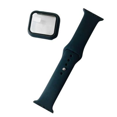 China Tops Clear 2 In 1 Watch Case Cover Device PC View + Tempered Film With Silicon Strap For iWatch Smart Watch Series 4 5 6 38/40/44 mm for sale