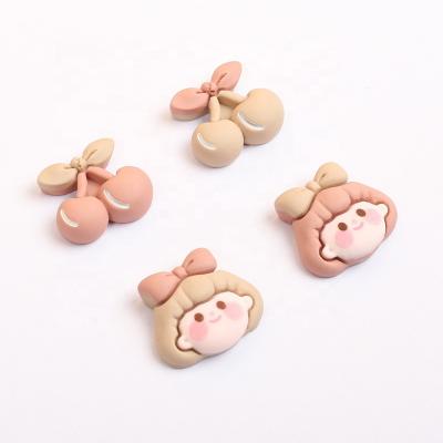 China Coffee Color Cherry Girl Resin Jewelry Accessories Diy Glue Mobile Phone Hairpin Decoration Super Soft Material for sale