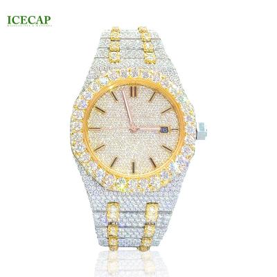 China Fashion men's luxury watch waterproof moissanite ice cap jewelry iced out mechanical factory whole sale bling watch for sale