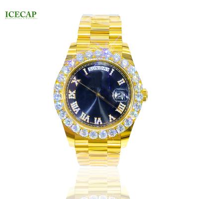 China Luxury Mens Moissanite Ice Cap Mechanical Bezel Jewelry Waterproof Iced Out Classic Hip Hops Diamond Tester Custom Brand Pass Watch for sale