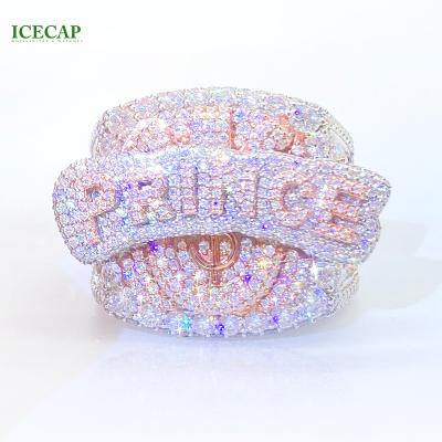 China Classic Hiphop Ice Cap Jewelry Luxury Fashion Moissanite Ring Iced Out Hip Hop Custom Ring Custom Letter Engrave Man Ring for sale