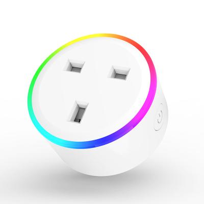 China Residential/Multi-Purpose UK Smart Plug with RGB Stage Light 10A Smart Socket WiFi Fence OEM Wireless Plug Tuya Smart and Smart Life Voice Control for sale