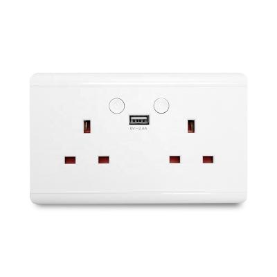 China Residential/Multi-Purpose UK Smart Wall Socket With 16A WiFi Dual USB Wall Socket Wall Outlet With 1 USB 5V/2.4A By Life Smart App Support Alexa And Googl for sale