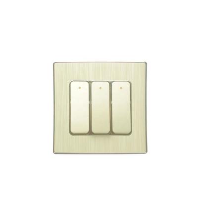 China Fireproofing+brushed PC Gold Tuya EU UK WiFi Lamp Switch 3 Strip Metal Smart Panel with Master Button Work with Alexa and Google for sale