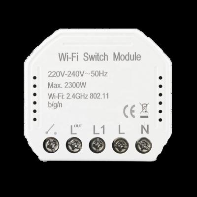 China ABS+PC Tuya Smart Home Wi-Fi + BLE Switch Module + RF433 1 Band to Make Normal Switch Smart Work with Alexa and Google Home for sale