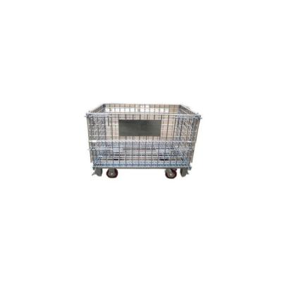 China Save Space Industrial Heavy Duty Stackable Detachable Collapsible Metal Bulk Wire Mesh Storage Tray Rigid Container for sale