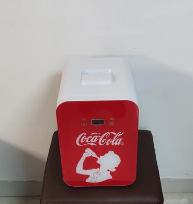 China Cosmetics 10L 2 Shelves Marble Temperature Customized Cola Red Color Adjustable Door Mini Car Fridge for sale