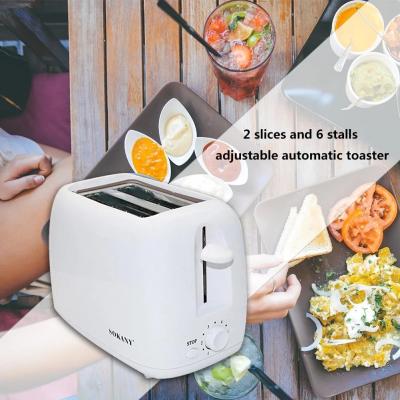 China Household 650W Mode Automatic Centering Noise 2 Slice Cheap Sokany Yellow Toaster Toast Maker for sale