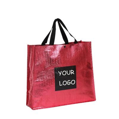 China Reusable custom made high quality glossy laminated non woven pp shopping bag with button for sale