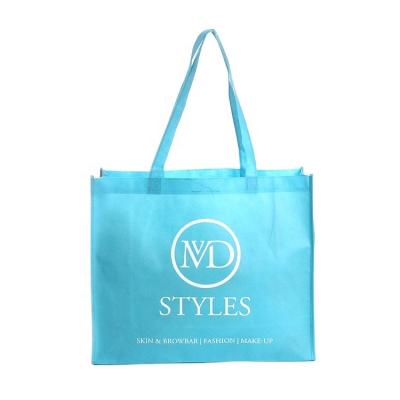 China Blue Recyclable Wholesale Tote Bag Shopping Bag Recyclable Non Woven Single Bag for sale