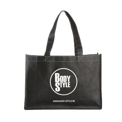 China Eco Printing High Quality Black Non Woven Advertising Shopping Bag for sale