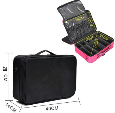 China Fashion Ready Stock 3 Layers With Winxtan Bag Strong Waterproof Pink Cosmetic Hard Case Frame Makeup Portable Train Case for sale