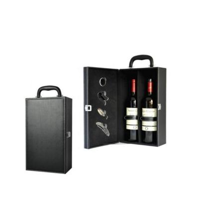 China New Arrival Handmade Winxtan Foshan China Wine Crate Wine Carrier Luxury Leather Gift Box For 2 Bottles With Accessaries for sale