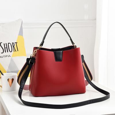 China Wholesale Fashion Color Matching PU Leather Cross - Body Women Shoulder Bag Ladies Handbag Women Bucket Bag for sale