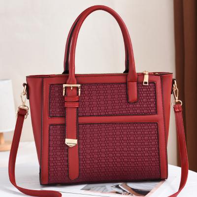 China Wholesale Fashion PU Leather Cross - Body Women Shoulder Bag Women Ladies Weaving Pattern Handbags for sale